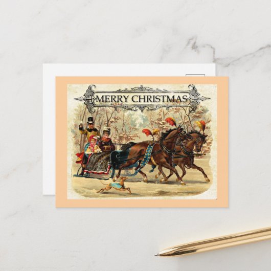 Vrolijk kerstfeest feestdagenkaart (Voorkant / Achterkant in situ)