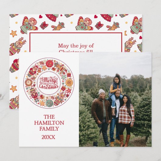 Vrolijk kerstfeest feestdagenkaart (Voorkant / Achterkant)