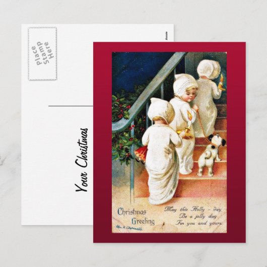 Vrolijk kerstfeest feestdagenkaart (Voorkant / Achterkant)