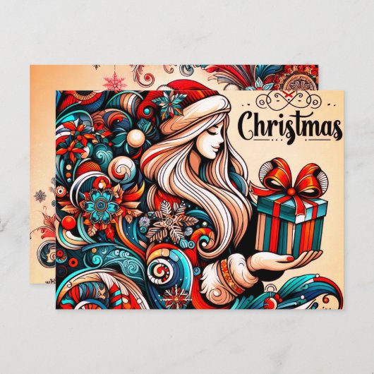 Vrolijk kerstfeest feestdagenkaart (Voorkant / Achterkant)