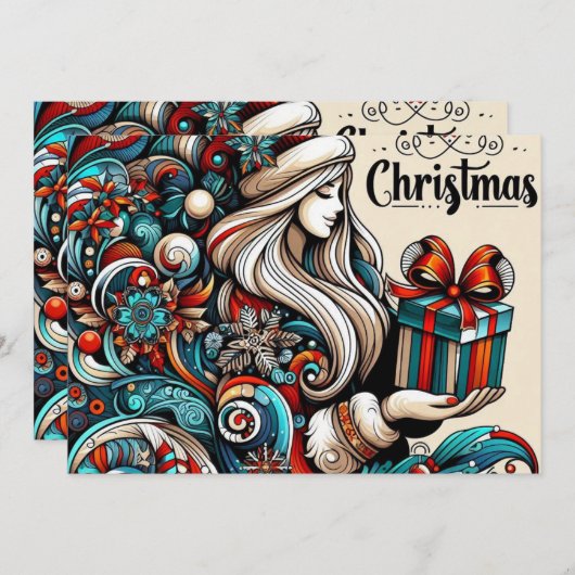 Vrolijk kerstfeest feestdagenkaart (Voorkant / Achterkant)