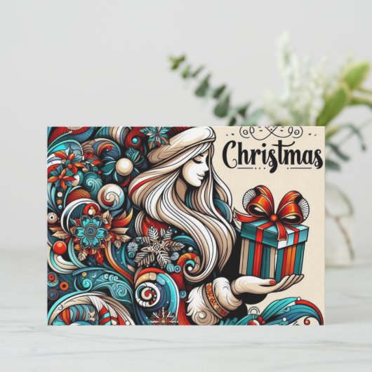 Vrolijk kerstfeest feestdagenkaart (Staand voorkant)