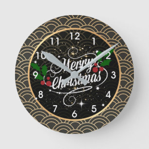 Vrolijk kerstfeest, feestelijk design, Round Clo Ronde Klok