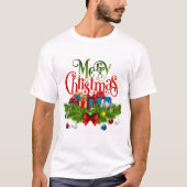 Vrolijk kerstfeest, feestelijk en kleurrijk, t-shirt (Voorkant)