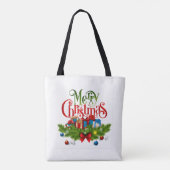 Vrolijk kerstfeest, feestelijk en kleurrijk, tote bag (Achterkant)