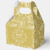Vrolijk Kerstfeest Feestelijk Foliage Goud  Deco Bedankdoosjes (Voorkant)