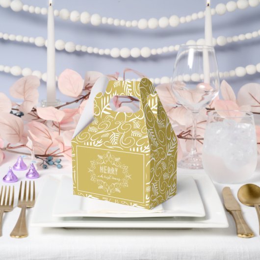 Vrolijk Kerstfeest Feestelijk Foliage Goud  Deco Bedankdoosjes (Huwelijk)