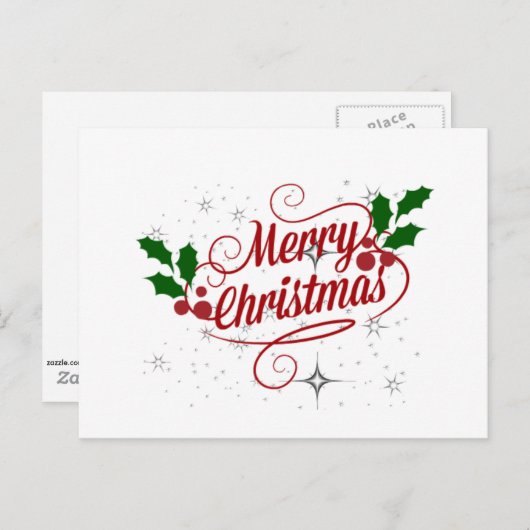 Vrolijk kerstfeest, feestelijk kerstscript briefkaart (Voorkant / Achterkant)