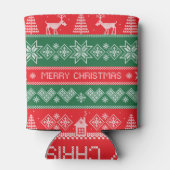 Vrolijk kerstfeest:  feestelijk patroon. blikjeskoeler (Achterkant)