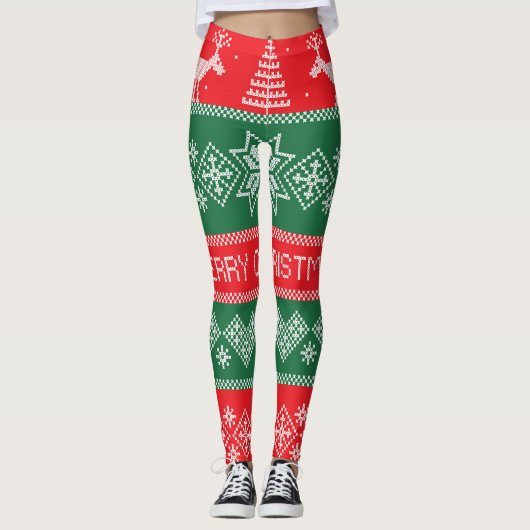 Vrolijk kerstfeest: feestelijk patroon. leggings (Voorkant)