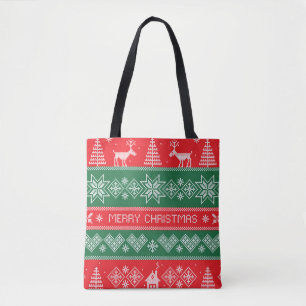 Vrolijk kerstfeest: feestelijk patroon. tote bag