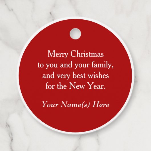 Vrolijk Kerstfeest Feestelijk Rood en Wit Custom Bedankjes Labels (Achterkant)
