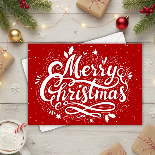 Vrolijk Kerstfeest Feestelijk Rood en Wit Custom Feestdagenkaart