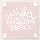 Vrolijk Kerstfeest Feestelijk Rood en Wit Glazen Onderzetter (Achterkant)