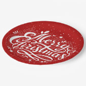 Vrolijk Kerstfeest Feestelijk Rood en Wit Papieren Bordje (Gekanteld)