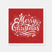 Vrolijk Kerstfeest Feestelijk Rood en Wit Servet (Voorkant)