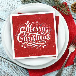Vrolijk Kerstfeest Feestelijk Rood en Wit Servet