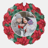 Vrolijk Kerstfeest Feestelijke Bloemen Aangepaste  Ornament Kaart (Achterkant)