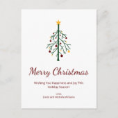 Vrolijk Kerstfeest Feestelijke Evergreen Tree Retr Feestdagenkaart (Voorkant)
