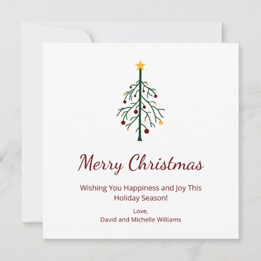 Vrolijk Kerstfeest Feestelijke Evergreen Tree Retr Feestdagenkaart (Voorkant)
