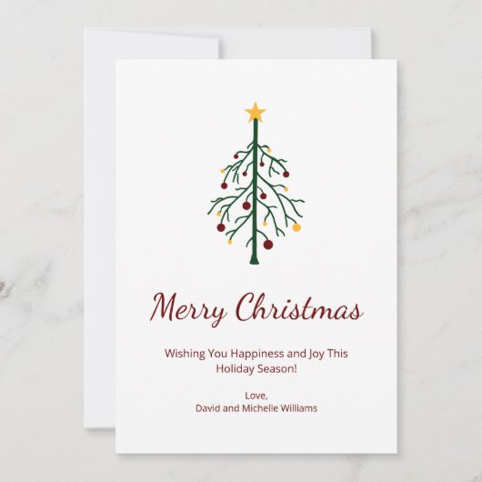 Vrolijk Kerstfeest Feestelijke Evergreen Tree Retr Feestdagenkaart (Voorkant)