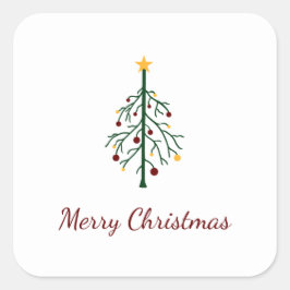 Vrolijk Kerstfeest Feestelijke Evergreen Tree Vierkante Sticker