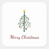 Vrolijk Kerstfeest Feestelijke Evergreen Tree Vierkante Sticker (Voorkant)