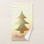 Vrolijk kerstfeest, feestelijke gouden kerstboom bad handdoek (Handdoek)