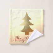 Vrolijk kerstfeest, feestelijke gouden kerstboom bad handdoek (Wasdoekje)