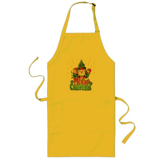 "Vrolijk Kerstfeest - Feestelijke Kerstman & De El Lang Schort (Voorkant)