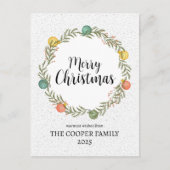 Vrolijk Kerstfeest Feestelijke Krans Vakantie Brie Feestdagenkaart (Voorkant)