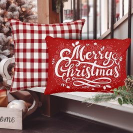 Vrolijk kerstfeest feestelijke rode en witte feest accent kussen