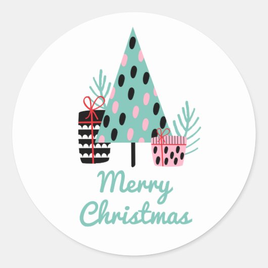 vrolijk kerstfeest | Feestelijke Schattigee modern Ronde Sticker (Voorkant)