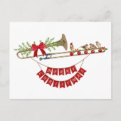 Vrolijk Kerstfeest Feestelijke Trombone en Leuke V Feestdagenkaart (Voorkant)