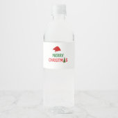 Vrolijk Kerstfeest Feestelijke Vakantie Gift Desig Waterfles Etiket (Voorkant)