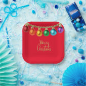 Vrolijk kerstfeest, feestelijke vormgeving, papieren bordje (Feest)