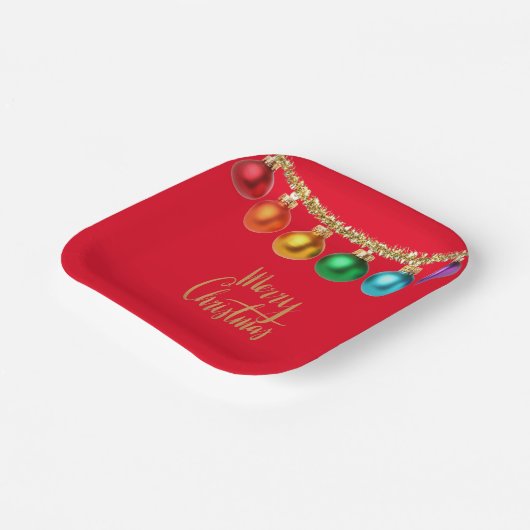 Vrolijk kerstfeest, feestelijke vormgeving, papieren bordje (Gebogen)