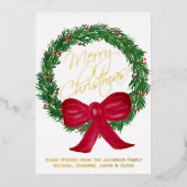 Vrolijk kerstfeest! Feestieve Waterverf Pijn Warm Folie Feestdagenkaart (Voorkant)