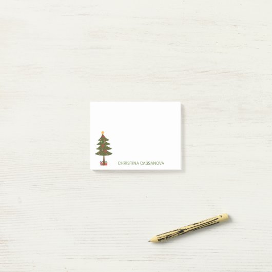 Vrolijk kerstfeest | Feestive Holiday kerstboom Post-it® Notes (Op bureau)