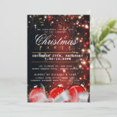 Vrolijk kerstfeest feestje Rode gouden bellen Kaart (Staand voorkant)