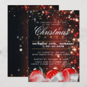 Vrolijk kerstfeest feestje Rode gouden bellen Kaart (Voorkant / Achterkant)