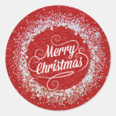 Vrolijk kerstfeest, feestkleuren ronde sticker (Voorkant)