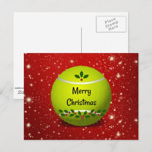 Vrolijk kerstfeest, feesttennis briefkaart (Voorkant / Achterkant)