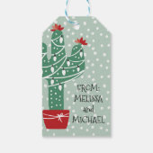 Vrolijk kerstfeest | Feliz Navidad Cactus Cadeaulabel (Achterkant)