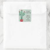 Vrolijk kerstfeest | Feliz Navidad Cactus Vierkante Sticker (Tas)