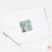Vrolijk kerstfeest | Feliz Navidad Cactus Vierkante Sticker (Envelop)