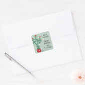 Vrolijk kerstfeest | Feliz Navidad Cactus Vierkante Sticker (Envelop)