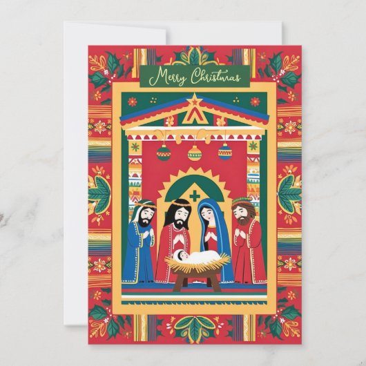 Vrolijk kerstfeest Feliz Navidad Geboorteplaats Me Feestdagenkaart (Voorkant)