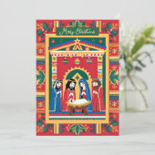 Vrolijk kerstfeest Feliz Navidad Geboorteplaats Me Feestdagenkaart (Staand voorkant)