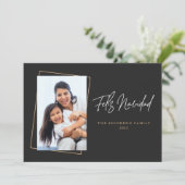 Vrolijk kerstfeest Feliz Navidad Simple Photo Blac Feestdagenkaart (Staand voorkant)